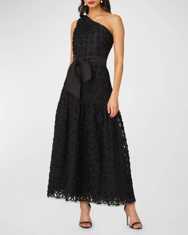 Alpine One-Shoulder Tulle & Chiffon Gown